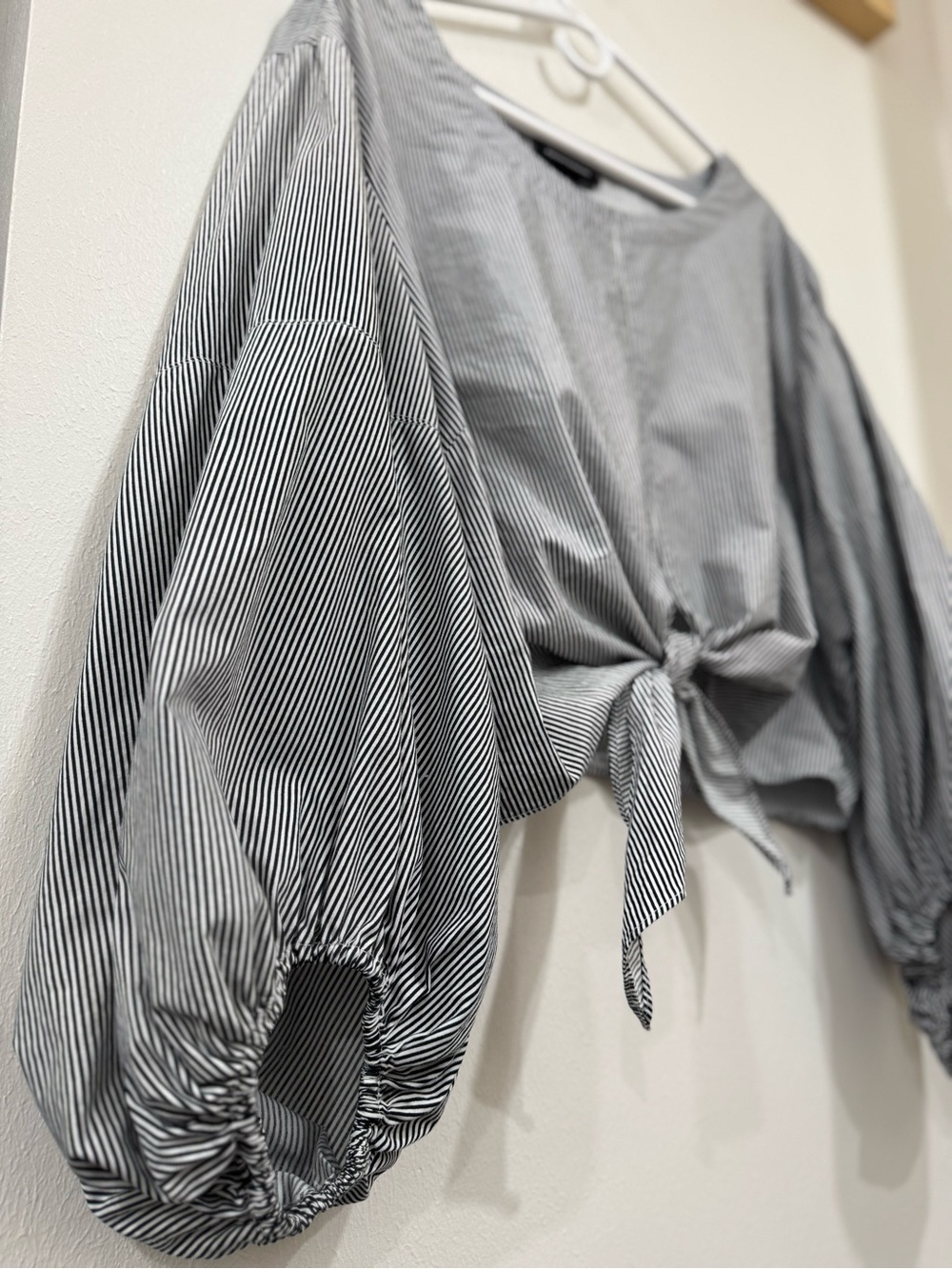 Ashley Stewart Art Teacher Striped Blouse Balloon Sleeve Tie Front Plus 24 - Picture 3 of 6